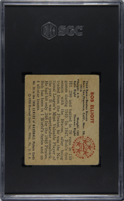 1950 Bowman #20 Bob Elliott SGC 1.5