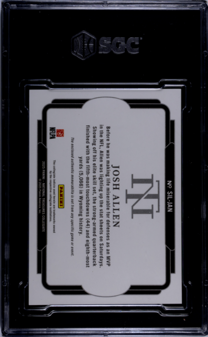 2025 Panini National Treasures Collegiate Josh Allen Silhouette /39 SGC 9