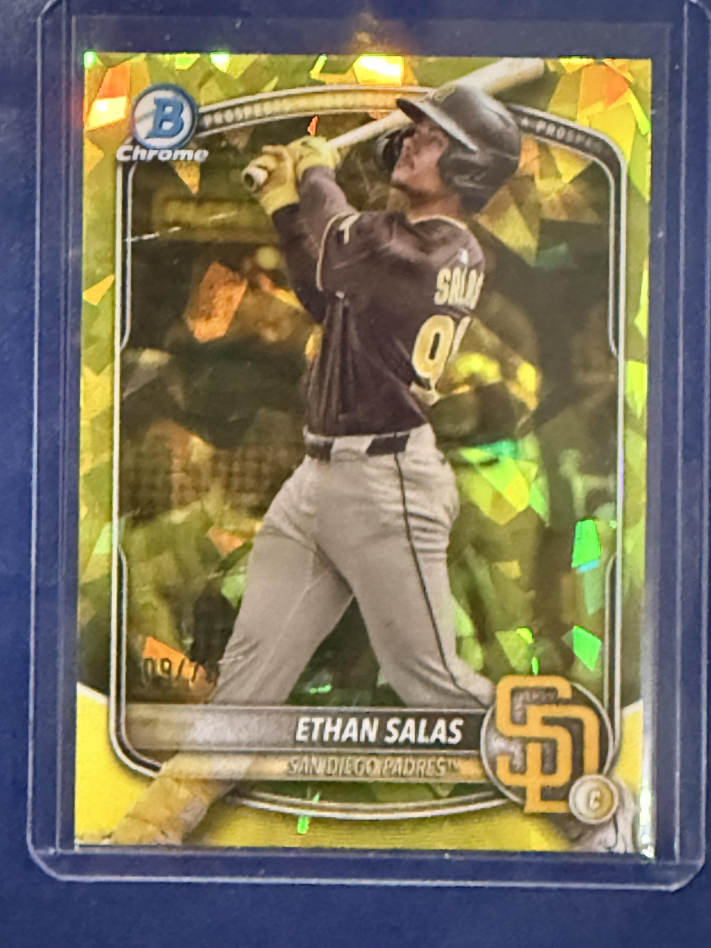 2025 Bowman Chrome Ethan Salas Prospects Yellow Sapphire #/75